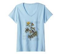Donna Vintage Flower Design Botanical Sketch Cottagecore Aesthetic Maglietta con Collo a V