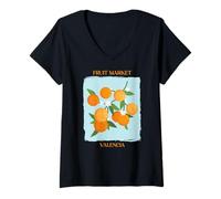 Donna Vintage Fruit Orange Flower Botanical Cottagecore Fruit Maglietta con Collo a V