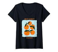 Donna Vintage Fruit Orange Flower Botanical Cottagecore Fruit Maglietta con Collo a V