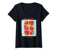 Donna Vintage Fruit Strawberry Flower Botanical Cottagecore Fruit Maglietta con Collo a V