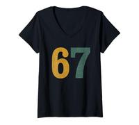 Donna Vintage Funny Six Seven 6 7 Meme Maglietta con Collo a V