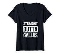 Donna Vintage Funny Straight Outta Gallus Frankfurt Hessen Maglietta con Collo a V