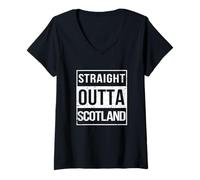 Donna Vintage Funny Straight Outta Scotland UK Great Britain Maglietta con Collo a V