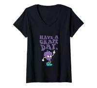 Donna Vintage Have a Grape Day - Retro Allegro Grape Design Maglietta con Collo a V