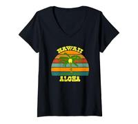 Donna Vintage Hawaii Aloha Maglietta con Collo a V