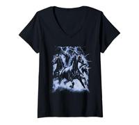 Donna Vintage Horse Lightning Retro 80s 90s Western Grunge Graphic Maglietta con Collo a V