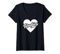 Donna Vintage Huskies Scuola Spirito Go Huskies Amore Maglietta con Collo a V