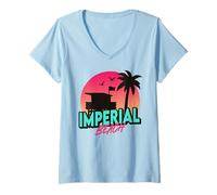Donna Vintage Imperial Beach California Palme CA Retro Maglietta con Collo a V