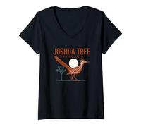 Donna Vintage Joshua Tree California Uccello Tramonto Maglietta con Collo a V