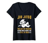 Donna Vintage Karate Jiu Jitsu Amante Misto Arti Marziali Design Maglietta con Collo a V