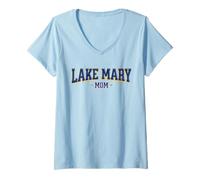 Donna Vintage Lake Mary, Florida Baseball Mom Lovers an Fans Maglietta con Collo a V