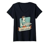 Donna Vintage Mahjong Benvenuti alla Crack House Game Night Maglietta con Collo a V