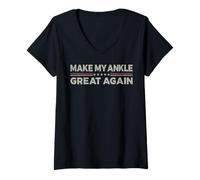 Donna Vintage Make My Ankle Great Again Divertente Recupero Chirurgico Maglietta con Collo a V