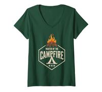 Donna Vintage Master of Campfire Amici Crew Consigliere Direttore Maglietta con Collo a V