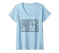 Donna Vintage Memento Mori Scheletri Danza della Morte Danse Macabre Maglietta con Collo a V