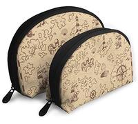 Donna Vintage Monocromatico Vecchia Mappa del Tesoro dei Pirati Astuccio Cosmetici da Viaggio Impermeabile 2PC Pochette per Trucco Cosmetici e Articoli da Toeletta Organizzatore Borsa Portatile da V