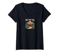 Donna Vintage Mountain Trail Adventure - Trova Il Tuo Percorso Maglietta con Collo a V