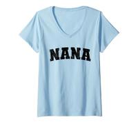 Donna Vintage Nana Distressed Bold Identità Classico Maglietta con Collo a V
