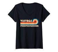 Donna Vintage Paraprofessional Job Title Birthday Idea Maglietta con Collo a V