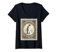 Donna Vintage Penguin Antarctic Wildlife Maglietta con Collo a V