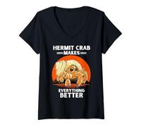 Donna Vintage pensano Che io Sia Pazzo, ma Mi Piace Solo Il Granchio eremita Maglietta con Collo a V