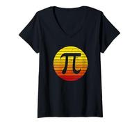 Donna Vintage Pi Giorno Amante Matematica Nerd Maglietta con Collo a V