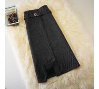 Donna Vintage Pied De Poule Midi Spacco Matita con Cintura Caldo Inverno