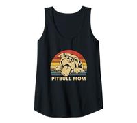Donna Vintage Pitbull Mom | Happy Smiling Pitbull Mom on Sunset Canotta
