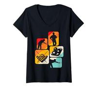 Donna Vintage Pool Billiard Men Billiards Players 8 Ball Gifts Maglietta con Collo a V