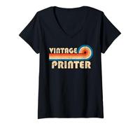 Donna Vintage Printer Job Title Birthday Idea Maglietta con Collo a V