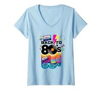Donna Vintage Retro Back To 80's Tees I Love 80's Graphic Design Maglietta con Collo a V