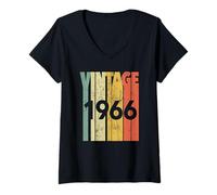 Donna Vintage Retro Born in 1966 Classic 60th Birthday Maglietta con Collo a V
