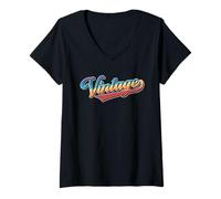 Donna Vintage Retro Sunset 70s 80s Throwback Aesthetic Groovy Maglietta con Collo a V