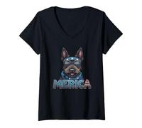 Donna Vintage Scottish Terrier 4 luglio Merica Maglietta con Collo a V