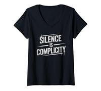 Donna Vintage Silence IS Complicity Elezione Organizza Team Maglietta con Collo a V