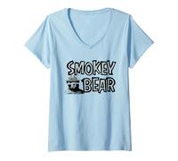 Donna Vintage Smokey Bear Wildfire Prevention Retro Illustration Maglietta con Collo a V