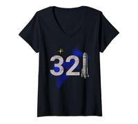 Donna Vintage Space Coast 321 Rocket Launch Souvenir Maglietta con Collo a V