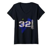 Donna Vintage Space Coast 321 Rocket Launch Souvenir Maglietta con Collo a V