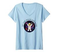 Donna Vintage Space Travel Moon Suit Astronaut Celestial Maglietta con Collo a V