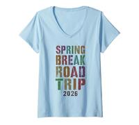 Donna Vintage Spring Break Road Trip 2026 Vacanza Surf Vacay Maglietta con Collo a V