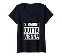 Donna Vintage Straight Outta Vienna | Austria Austrian Wien Maglietta con Collo a V