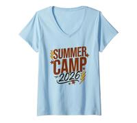 Donna Vintage Summer Camp 2026 Campeggio Host Direttore Squadra Maglietta con Collo a V