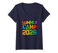 Donna Vintage Summer Camp 2026, Direttore del Campeggio, Vibes Host Besties Maglietta con Collo a V