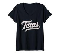 Donna Vintage Texas Script Retro Swoosh Maglietta con Collo a V