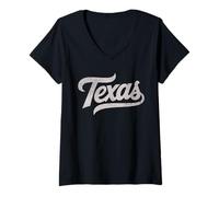 Donna Vintage Texas Script Retro Swoosh Maglietta con Collo a V