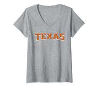 Donna Vintage Texas TX Varsity Print Maglietta con Collo a V