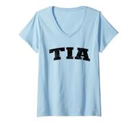 Donna Vintage Tia Spagnolo Zia Distressed Bold Identità Classico Maglietta con Collo a V
