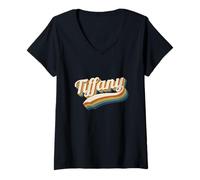 Donna Vintage Tiffany Nome Personalizzato Tiffany Maglietta con Collo a V