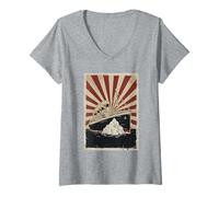 Donna Vintage Titanic Nave Iceberg Ocean Liner Retro Art Maglietta con Collo a V
