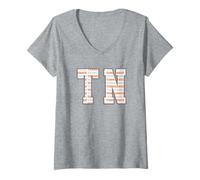 Donna Vintage TN Tennessee Fan Print Maglietta con Collo a V